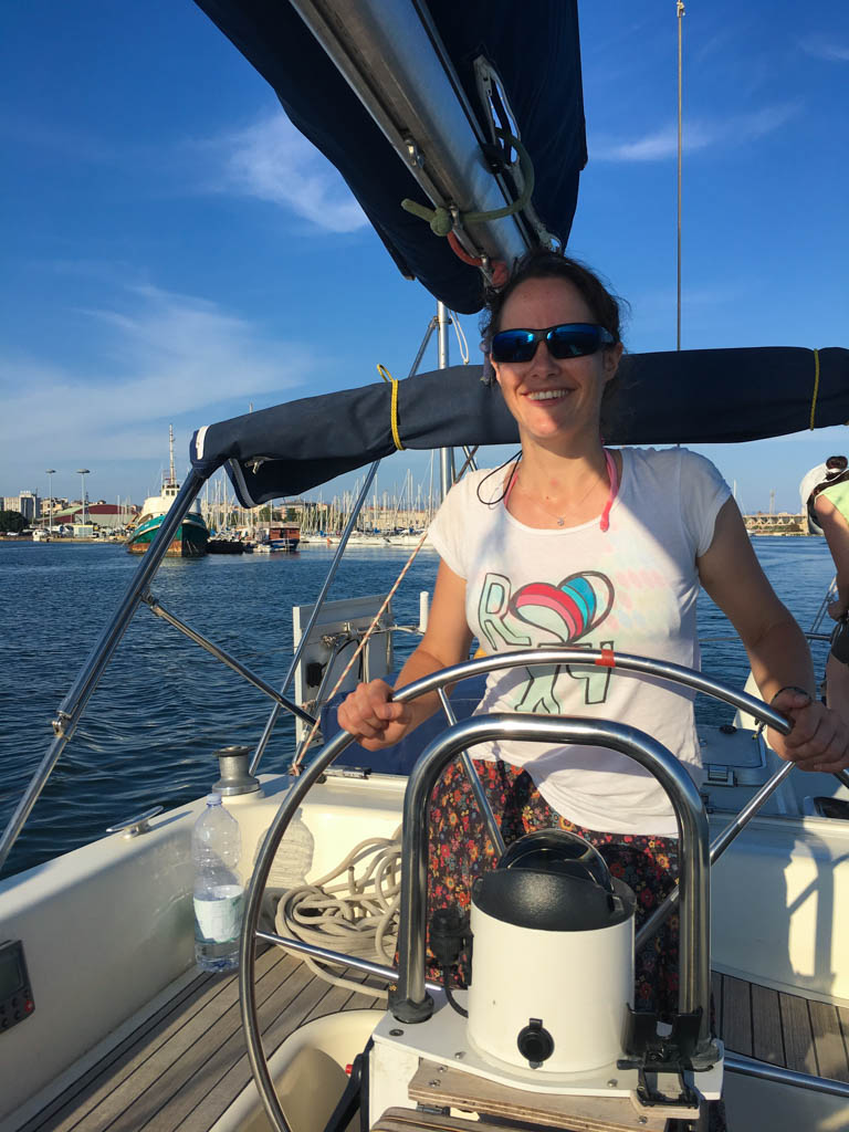 Angie takes charge as we head out of the marina for the first time!