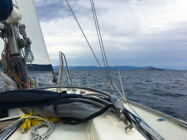 Beating home. Capo Sant Elia in sight.